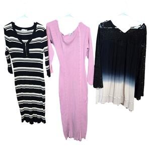 Women's Extra Large XL 16 18 Dresses Winter Long Sleeves Wholesale Bulk Lot of 3